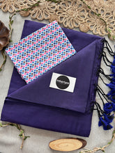 Purple Handloom Cotton Saree With Multi Clr Print Blouse